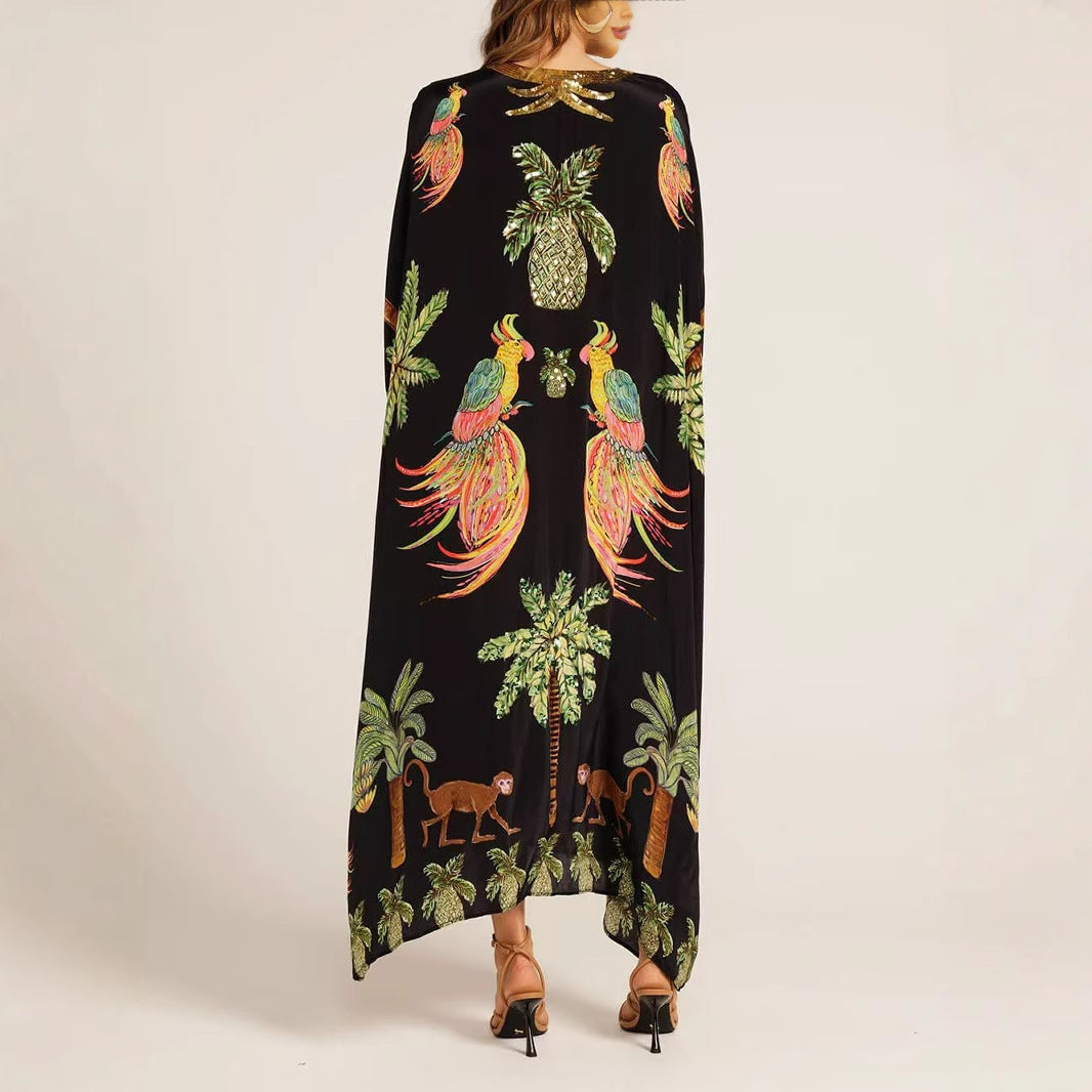 Women's Kimono Top with Colorful Tropical Print Ivyshape