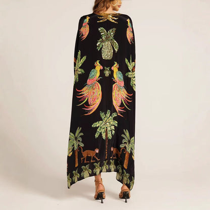 Women's Kimono Top with Colorful Tropical Print Ivyshape