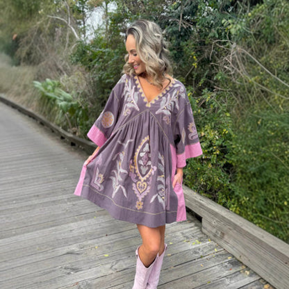 Women embroidered Bohemian Kaftan dress Ivyshape