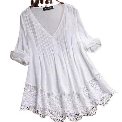 Women Bohemian Lace Trim Top Ivyshape