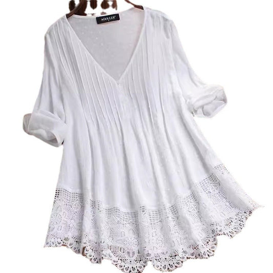 Women Bohemian Lace Trim Top Ivyshape
