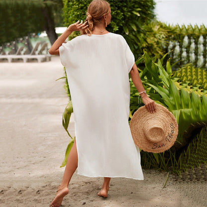 Women’s Beach Tunic with Colorful Wave Design and Side Slit Ivyshape
