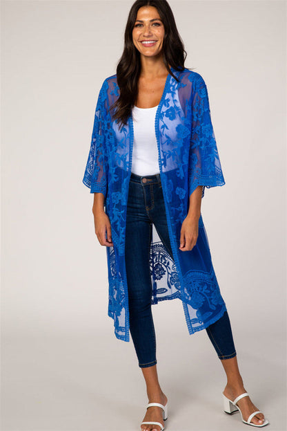 Ladies Elegant Crochet Kimono with Floral Details Ivyshape