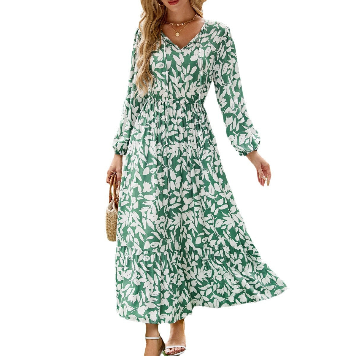 Ladies max dress with stylish floral pattern and flattering cut Ivyshape