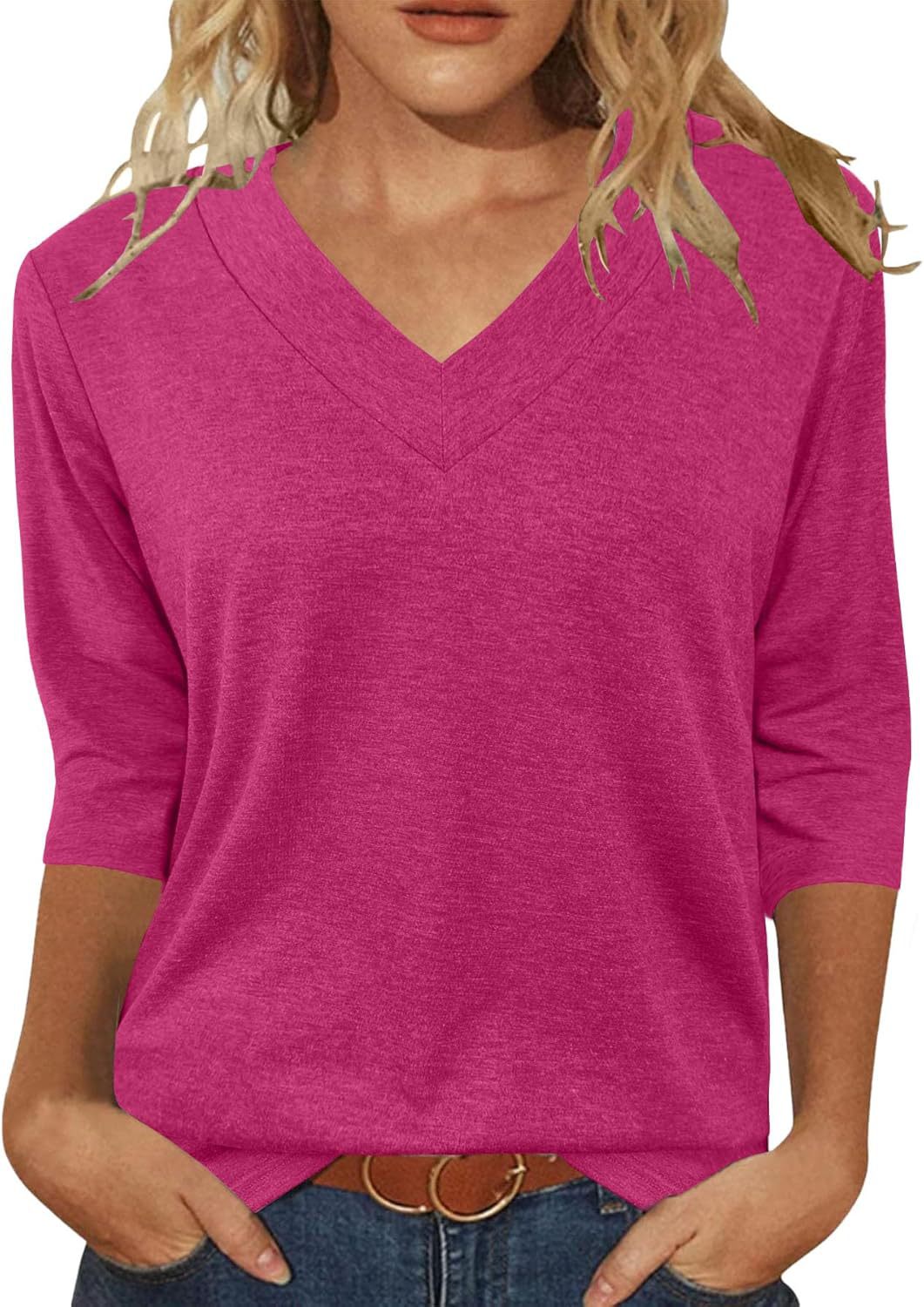 Women Relaxed Fit V-Neck Top Ivyshape