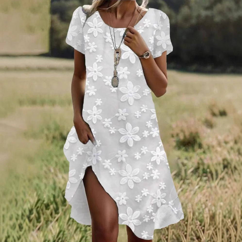 Ladies maxidress with floral embroidery design Ivyshape