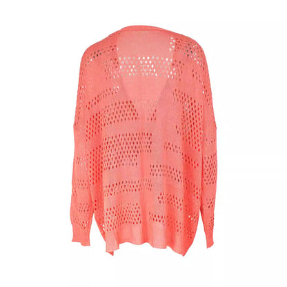 Ladies airy knitted cardigan with crochet pattern Ivyshape