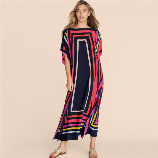 Ladies fashionable kaftan with stylish geometric design Ivyshape