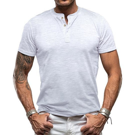 Men's short sleeve shirt with button placket Ivyshape