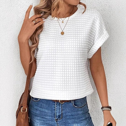 Women's fashionable short-sleeve top in modern textured design Ivyshape