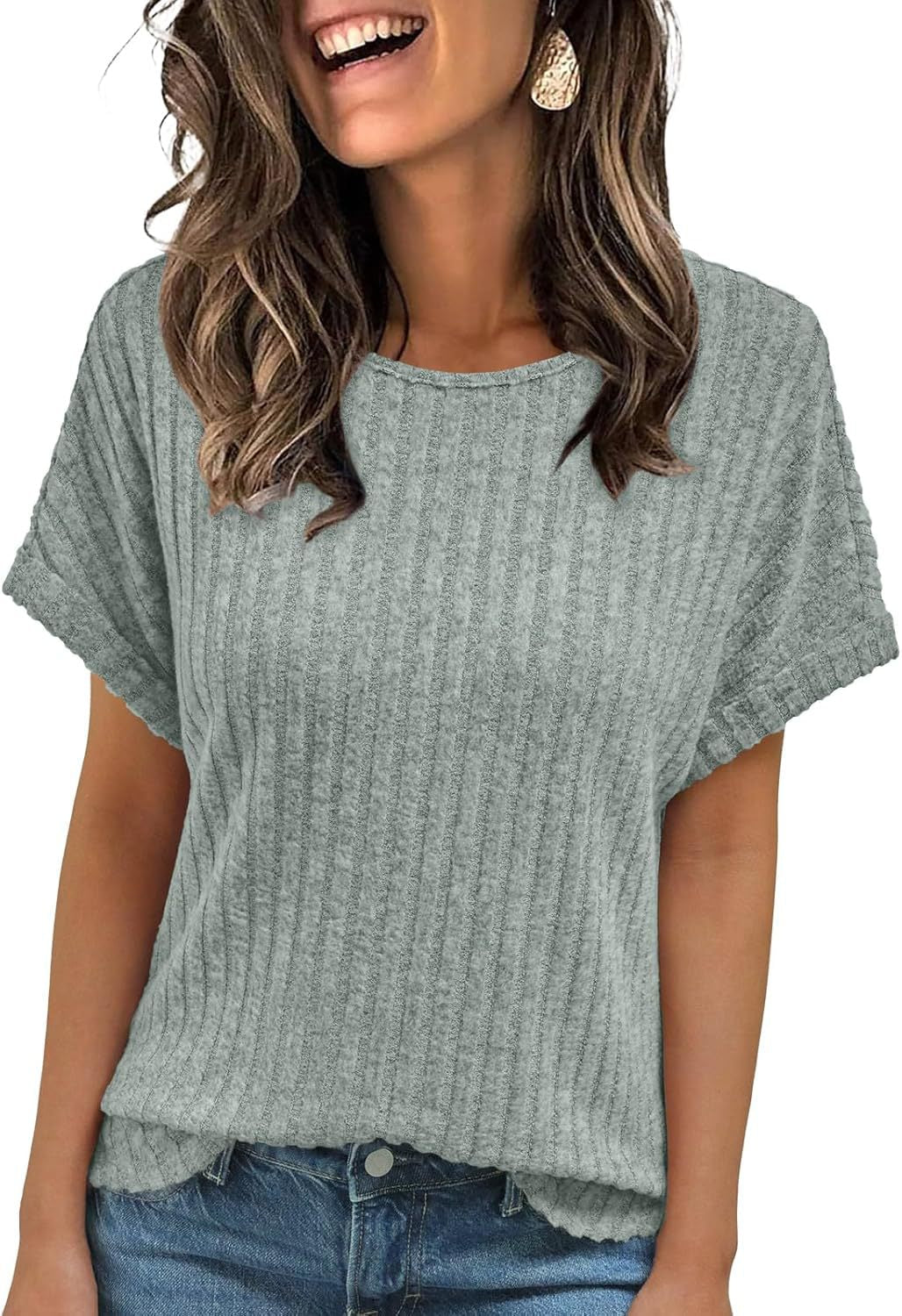 Women Ribbed Knit Top Ivyshape