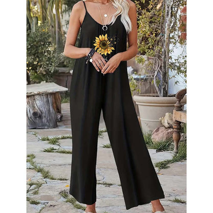 Women's jumpsuit with summery sunflower motif Ivyshape