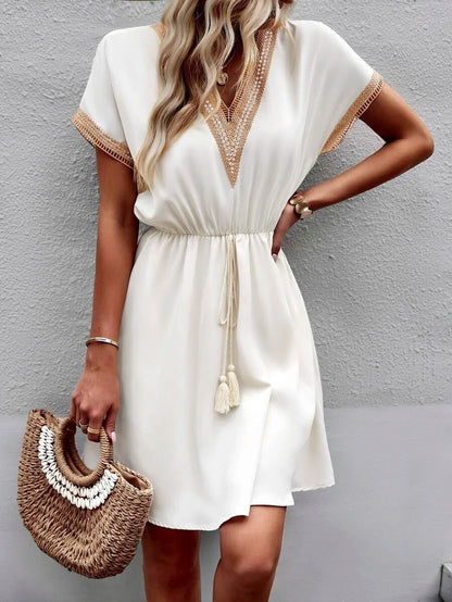 Women's summer dress with crochet trim Ivyshape