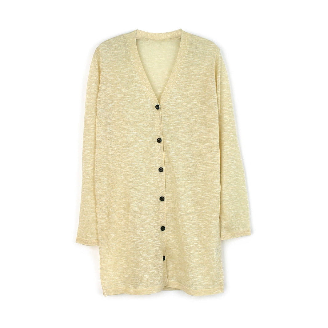 Ladies comfortable and lightweight cardigan with button placket Ivyshape