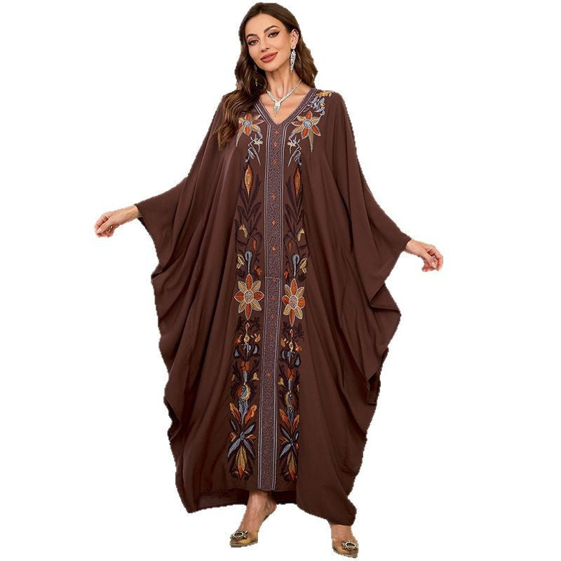 Women’s Kaftan with Artistic Embroidery and Wide Sleeves Ivyshape