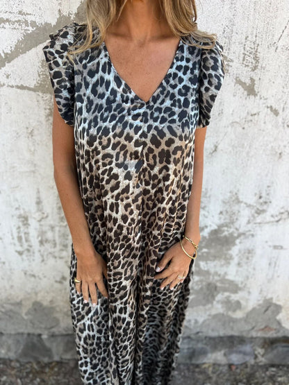 Ladies Animal Print Maxi Dress Ivyshape