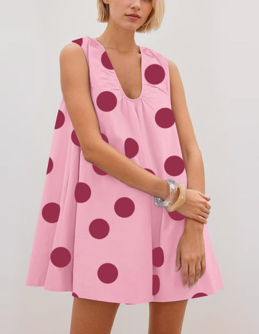 Ladies Polka Dot A-Line Dress Ivyshape