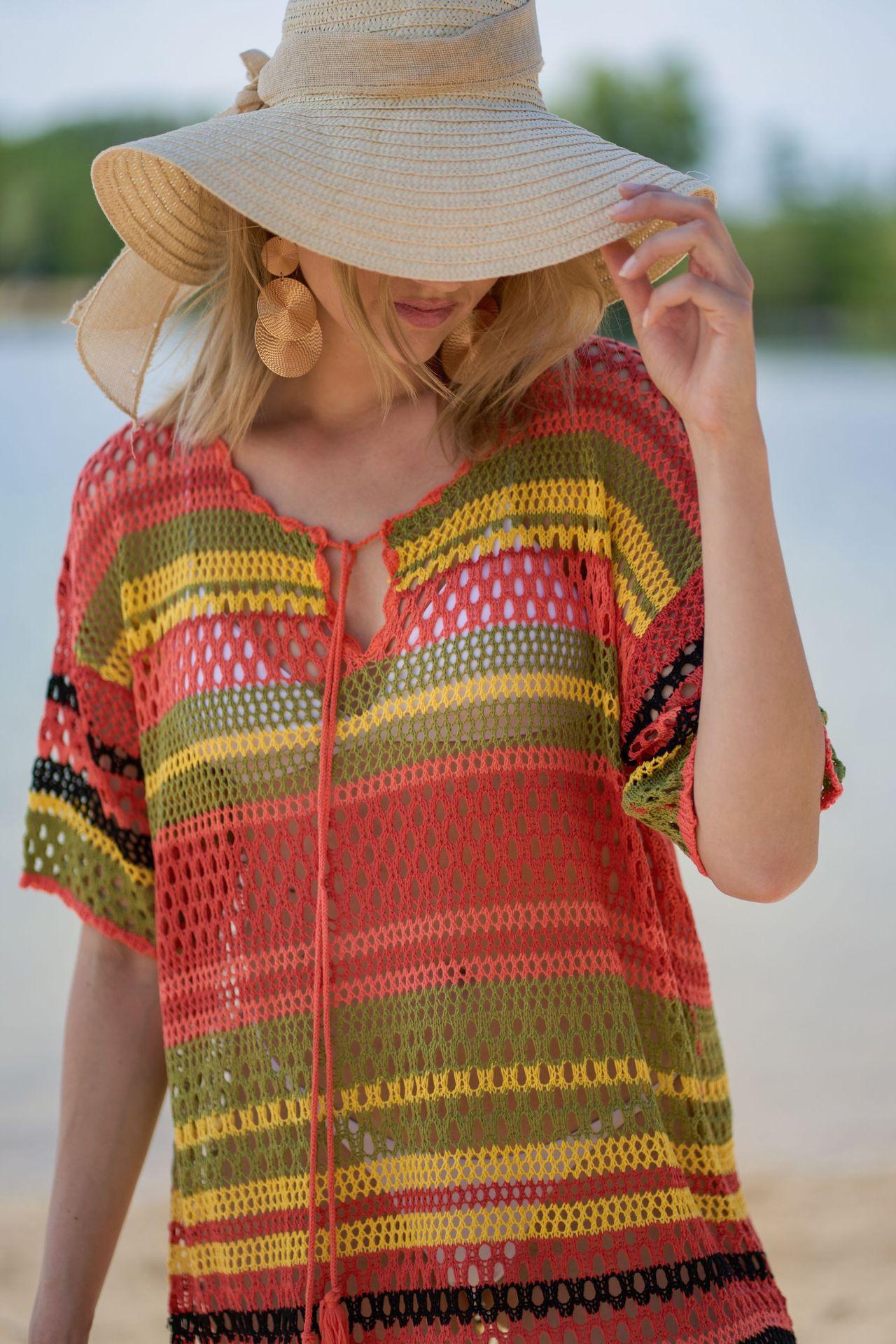 Women’s Casual Crochet Beach Tunic with Fringes Ivyshape