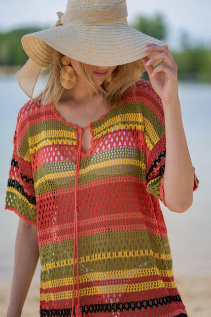 Women’s Casual Crochet Beach Tunic with Fringes Ivyshape
