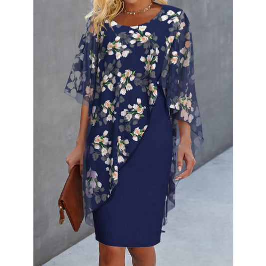 Ladies maxi dress with floral overlay Ivyshape