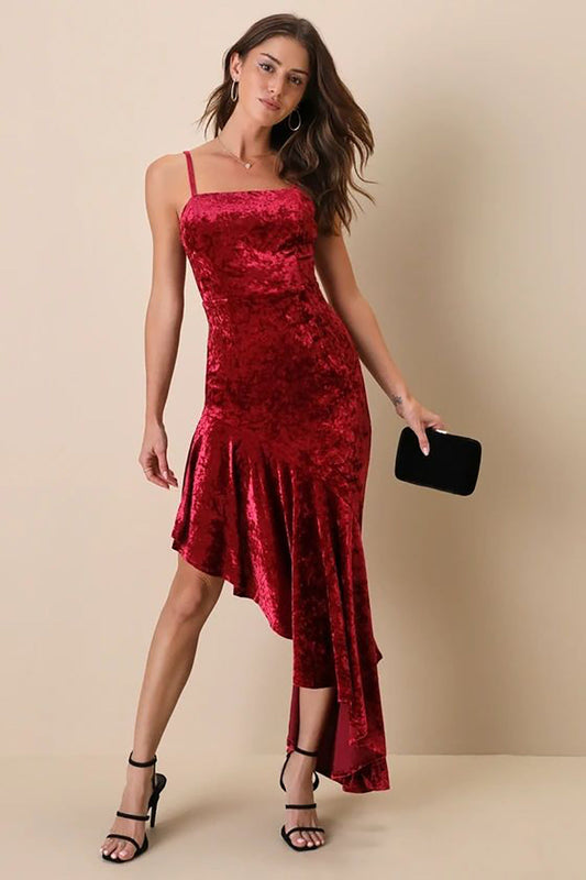 Women's Velvet High-Low Maxi Dress Ivyshape