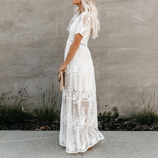 Women Elegant Embroidered Maxi Dress Ivyshape