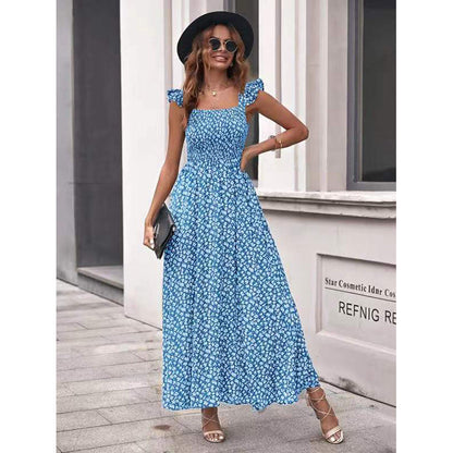 Women’s maxi dress with floral ruffle details and casual cut Ivyshape