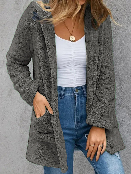 Womens Cozy Fleece Jacket with Spacious Pockets and Casual Fit Ivyshape