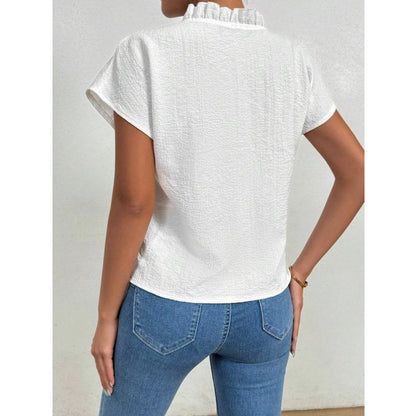 Women's blouse with ruffles and short sleeves Ivyshape