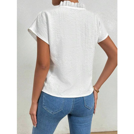 Women's blouse with ruffles and short sleeves Ivyshape