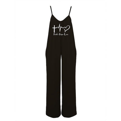 Ladies casual jumpsuit with deep V-neck and practical pockets Ivyshape