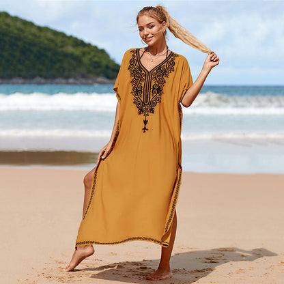 Women's Kaftan with intricate embroidery and side slits Ivyshape