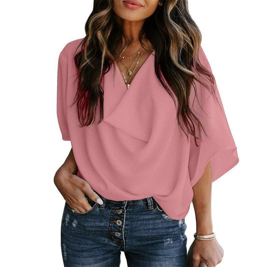 Ladies elegant crossover blouse with loose fit Ivyshape