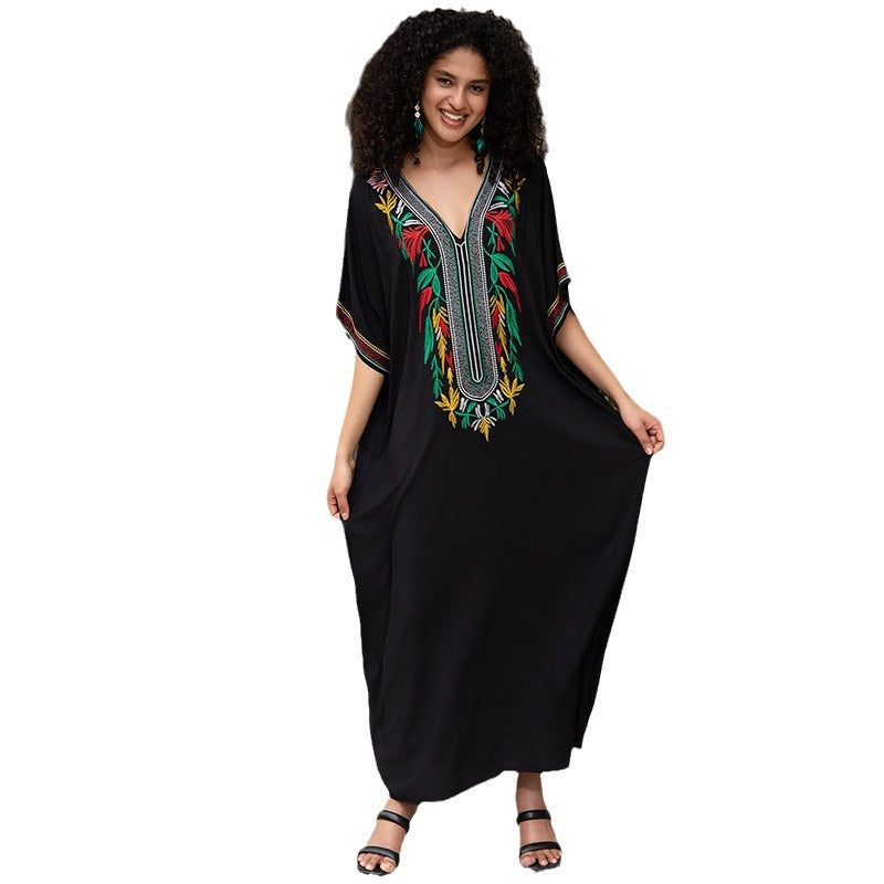 Women's Maxi Kaftan with elaborate embroidery and wide cut Ivyshape