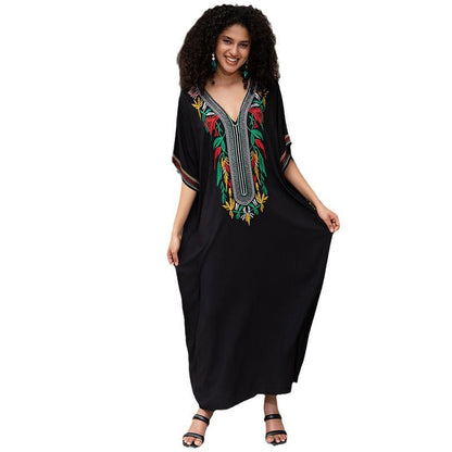 Women's Maxi Kaftan with elaborate embroidery and wide cut Ivyshape