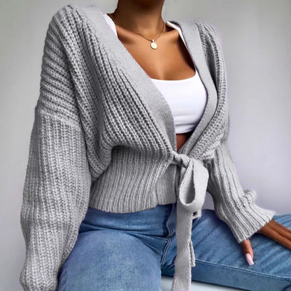 Women’s cardigan with a loose fit and trendy tie belt Ivyshape