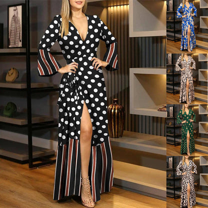 Ladies Long Sleeve Wrap Maxi Dress Ivyshape