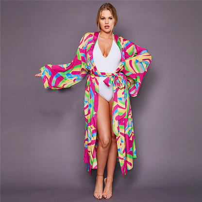 Women Light Beach Dress with Wide Sleeves Ivyshape