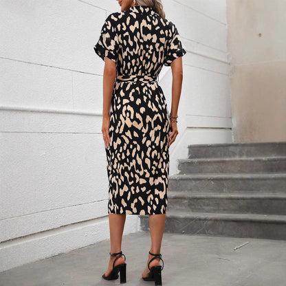 Women's shirt dress with animal pattern and tailoring Ivyshape