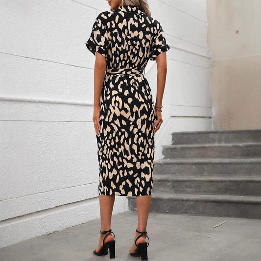 Women's shirt dress with animal pattern and tailoring Ivyshape