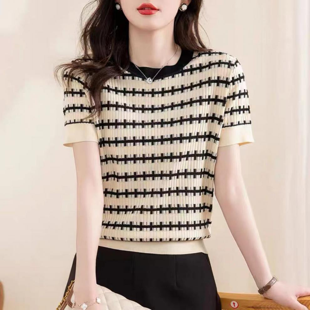 Ladies Pleated Structure Knit Top Ivyshape