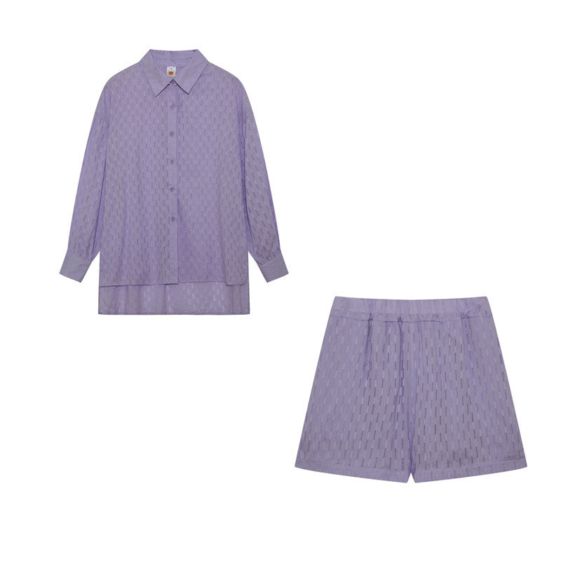 Ladies two-piece set with airy blouse and comfortable shorts Ivyshape