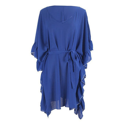 Women flowing beach kimono with asymmetrical ruffles Ivyshape