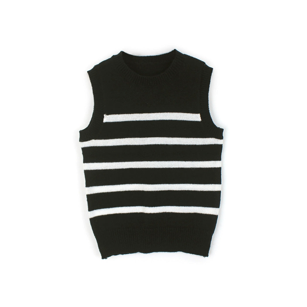 Women's striped knitted vest with textured finish Ivyshape