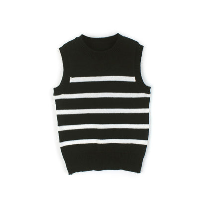 Women's striped knitted vest with textured finish Ivyshape