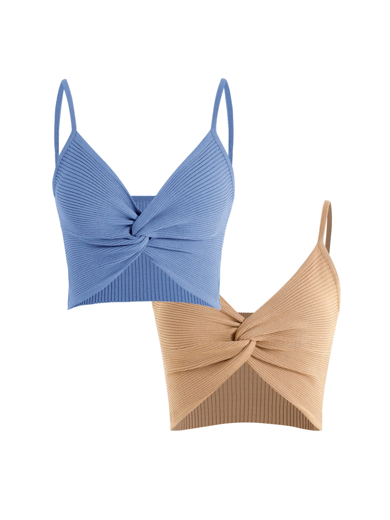 Women's elastic crop top with knot detail and fine rib pattern Ivyshape