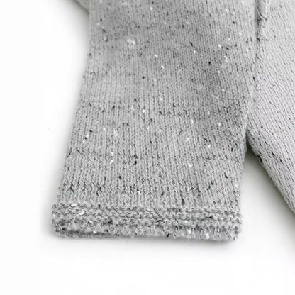 Women's crocheted knitted pullover with button placket and patch pockets Ivyshape