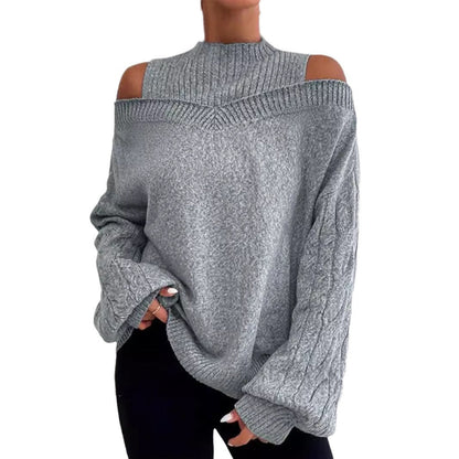 Women's fashionable sweater with off-shoulder design and textured knit Ivyshape