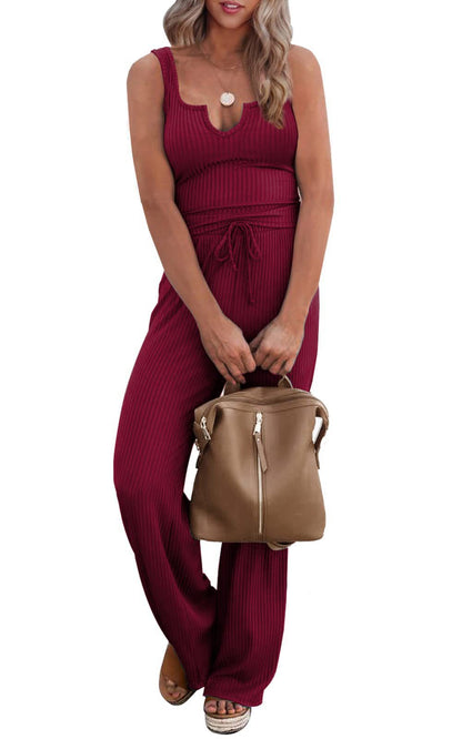 Women's jumpsuit with deep neckline and elastic waistband Ivyshape