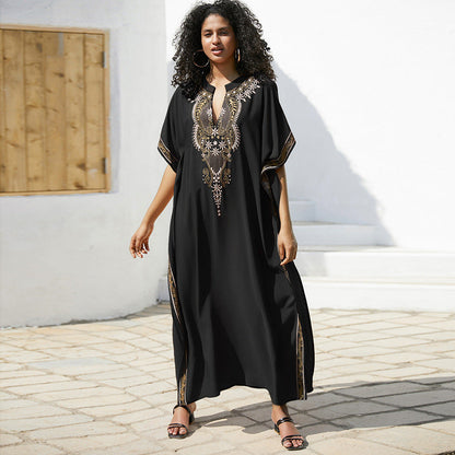 Women's high-quality kaftan robe with elegant embroidery Ivyshape